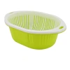 Factory direct sales: Oval-shaped double-layer fruit baskets, draining baskets, kitchen storage frames, multi-functional vegetable washing baskets, gift baskets Item Picture